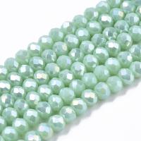 Koraliki Szklane Kryształki Perłowe Zielone Fasetowane 4x3mm Sznurek 123szt