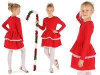 ŚWIĄTECZNA sukienka z falbankami, KORONKA, produkt PL CZERWONY