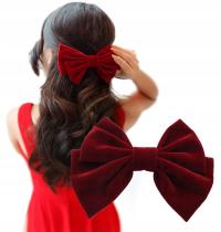 Заколка для волос большой бант бант бархат замша элегантный бордовый