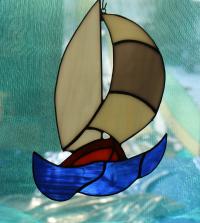 Witraż żaglówka na fali Dla niej i dla niego
