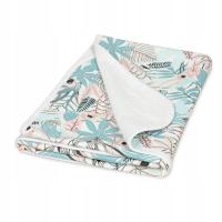Kocyk bawełniany dwustronny 75x100 dżungla koala biały turkusowy jersey