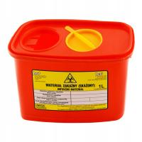 Pojemnik na odpady medyczne prostokątny czerwony Med-plast 1l