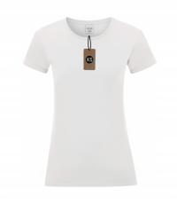Miękka bawełniana damska Koszulka T-shirt - KS basic fit - white