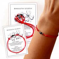 Bransoletka Szczęścia czerwony sznurek CZARNY TURMALIN i HEMATYT dajanka