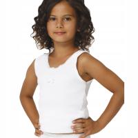 Bluzka dla dziewczynki na szerokich ramiączkach komunijna biała Gucio 158