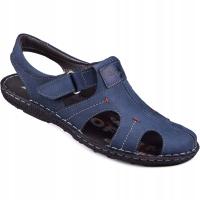 Мужские кожаные сандалии полный темно-синий Kampol R. 42