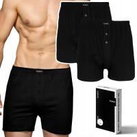 2x Bokserki męskie luźne ATLANTIC 100% bawełniane 003 czarne *XL