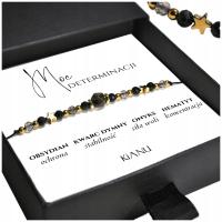 Bransoletka z Kamieni Naturalnych Obsydian Kwarc Turmalin Prezent Urodziny