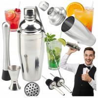 Profesjonalny Zestaw Barmański Do Drinków Shaker Miarka Łyżka Tłuczek 6w1