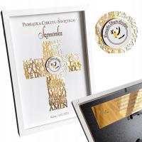 PAMIĄTKA na Chrzest Święty Ramka Krzyż modlitwa ANIELE BOŻY PERSONALIZACJA