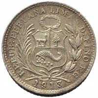 44635. Peru - 1/2 dinero - 1913r. - Ag