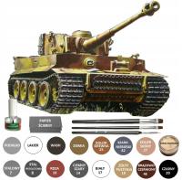 Модель танка для склеивания TIGER Tank T-VI грунтовка, краски, кисти, клей