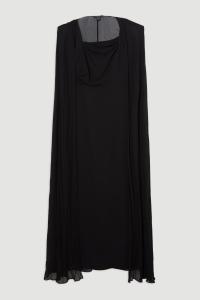 CZARNA KLASYCZNA GŁADKA DŁUGA ZWIEWNA PELERYNA DO ZIEMI KAREN MILLEN 40