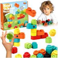 KLOCKI MIĘKKIE SENSORYCZNE GUMOWE BEZPIECZNY ZESTAW SOFT DLA MALUCHA 33 SZT
