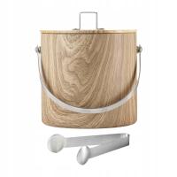 Wiaderko na lód ze stali nierdzewnej z pokrywką i szczypcem Metalowy Ice Pail 3 L Ziarno drewna