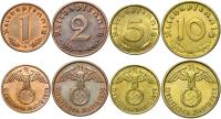 III Рейх набор 1 2 5 10 Reichspfennig 1936-1940