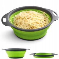 SKŁADANY DURSZLAK SILIKONOWY CEDZAK SITKO MISKA OCIEKACZ Z UCHWYTAMI 19CM