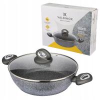 PATELNIA GŁĘBOKA 28 CM NA INDUKCJĘ VALDINOX ROCK Z POKRYWKĄ DYFLON