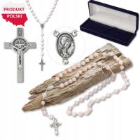 RÓŻANIEC Z KAMIENI NATURALNYCH KWARC RÓŻOWY 8mm PRODUKT POLSKI PREMIUM