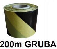 TAŚMA OSTRZEGAWCZA żółto czarna 200m GRUBA OZNACZENIOWA WYGRODZENIOWA 7cm