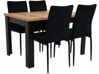 4 мягкие черные велюровые стулья и раскладной стол для столовой 160 см