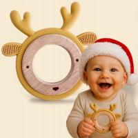 Gryzak sensoryczny Renifer jeleń drewno silikon dla dzieci kolor ŻÓŁTY