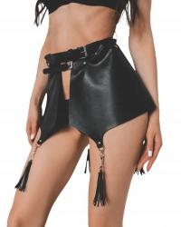 Zalotna spódnica, skóra syntetyczna, czarna, seksowny wzór BDSM