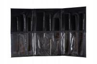 Zestaw 9 czarnych grzebieni fryzjerskich w etui - profesjonalne grzebienie