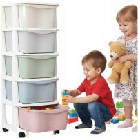 Пластиковый контейнер книжный шкаф корзина для игрушек ящики 5 колесных полок большой