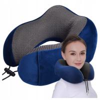 Rogal podróżny poduszka turystyczna na szyję kark pianka memory granatowa