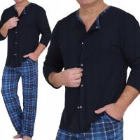 Turecka piżama męska rozpinana zapinana na NAPY spodnie z kieszeniami długi rękaw