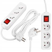 Przedłużacz listwa zasilająca 3m UZIEMIENIE 3 GNIAZD BIAŁY 3x1MM