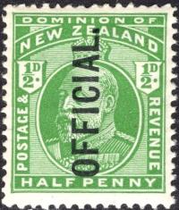 New Zealand KEVII official 1/2 d.czysty **