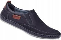 Mokasyny męskie wsuwane skórzane buty skóra naturalna lekkie czarne 43