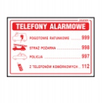 Naklejka TELEFONY ALARMOWE 7x10cm FOLIA SAMOPRZYLE