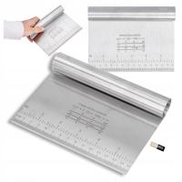 SZPATUŁKA ŁOPATKA DO CIASTA skrobak nóż cukierniczy metalowy z miarką