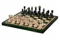 Tradycyjne drewniane szachy As (42x42cm) w kolorze zielonym