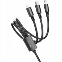 Zestaw kabli USB - USB typ C / microUSB / Lightning Borofone