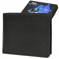 Мужской кожаный бумажник черный RFiD кожаный раскладной горизонтальный большой Beltimore