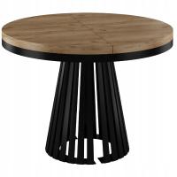 STÓŁ OKRĄGŁY ROZKŁADANY LOFT NOGA KOSZ 90/190x75 CRAFY ZŁOTY