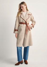 OCHNIK Beżowe futro damskie z wełną FUTDW-0035-80(Z25)