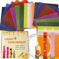 24 Arkusze Wosku Pszczelego do Robienia Świec, 20x20 cm, 12 Kolorów, Z Bawełnianym Knotem