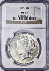 CZ USA 1 dolar 1923 PEACE- NGC MS65