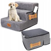 ЛЕСТНИЧНЫЕ СТУПЕНИ ДЛЯ СОБАК, ПАНДУС, 3 СТУПЕНИ, 34 СМ, 2 В 1, КРОВАТЬ ДЛЯ СОБАК