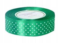 GROSZKI Wstążka satynowa CIEMNA ZIELONA 25mm 22m