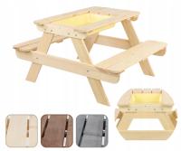 Drewniany stół piknikowy z pojemnikiem na piasek stolik dla dzieci z ławką