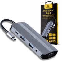 STACJA PORTÓW ROZGAŁĘŹNIK 8w1 HUB USB-C PD HDMI VGA USB 3.1 4K KARTY SD