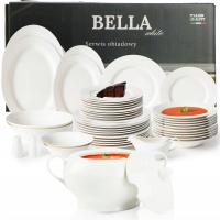 SERWIS OBIADOWY PORCELANOWY 48EL ZESTAW TALERZY BIAŁYCH PORCELANA NA 12OSÓB