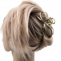 Шпилька заколка для волос большой металлический золотой бант украшение
