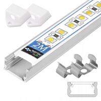 PROFIL LED aluminiowy Do TAŚMY LED nawierzchniowy KLOSZ 2M zaślepka uchwyt